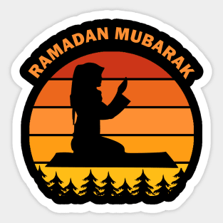 Ramadan Mubarak Ramadan Kareem Woman Pray Dawn Dusk Gift Sticker